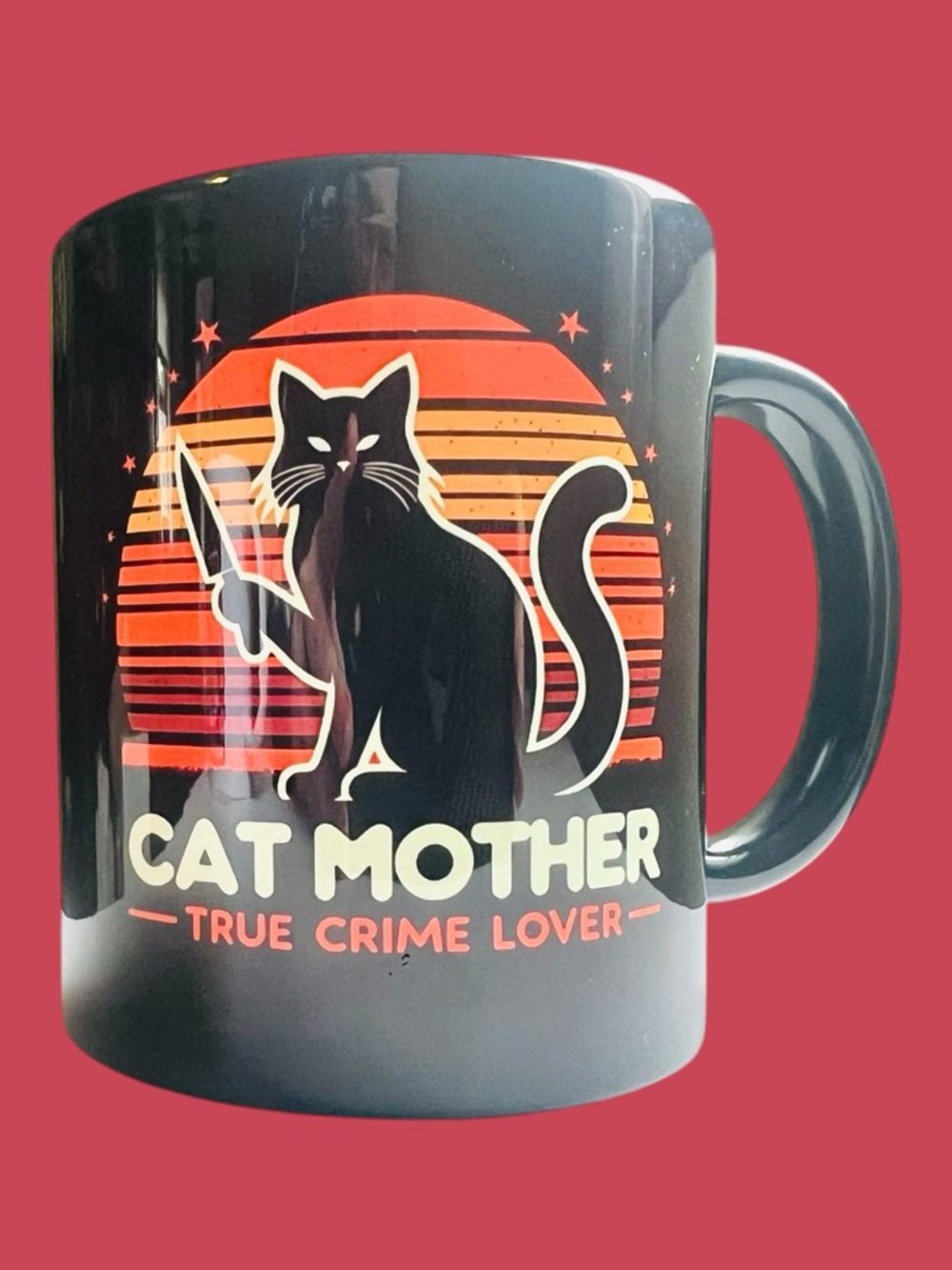 CAT MOTHER TRUE CRIME LOVER – Retro Black Cat Mug (11 oz)
